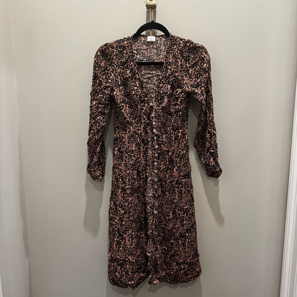 Wilfred Black and Pink leopard Long Sleeve Dress